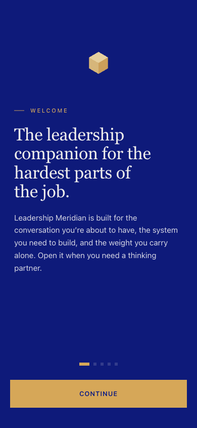 Leadership Meridian welcome screen