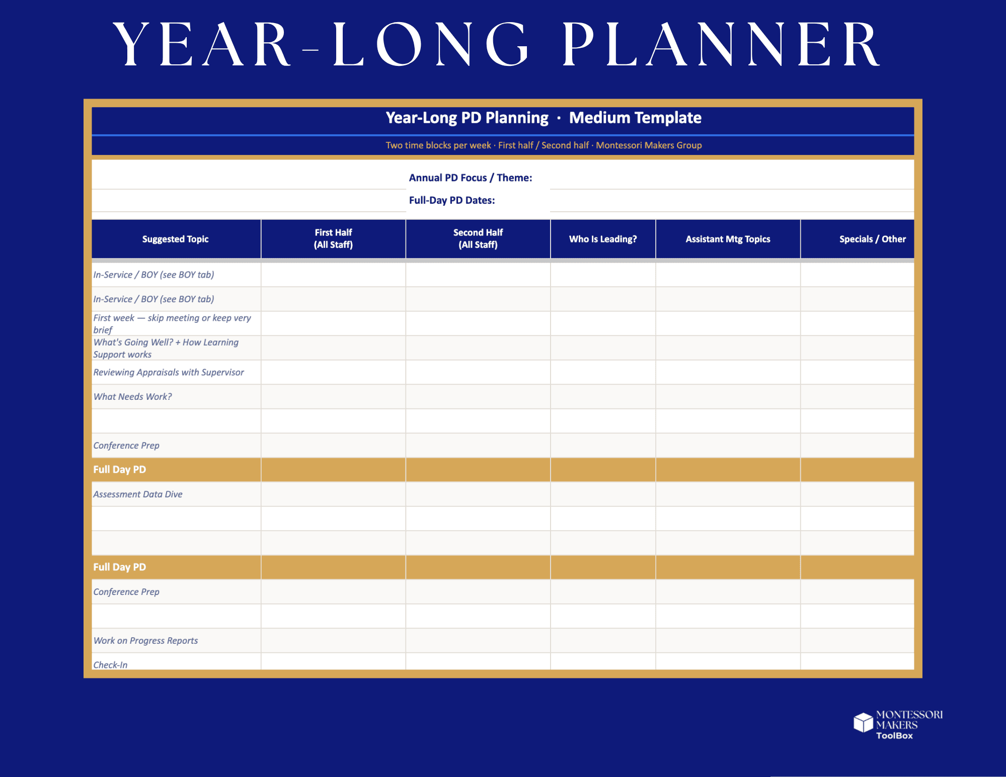 Year-Long PD Planning Template